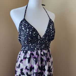 Beautiful spring dress purple black floral size small